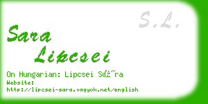 sara lipcsei business card